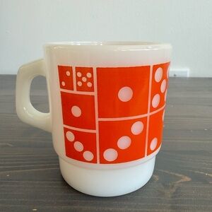 Vintage Anchor Hocking orange domino stacking mug 🍊